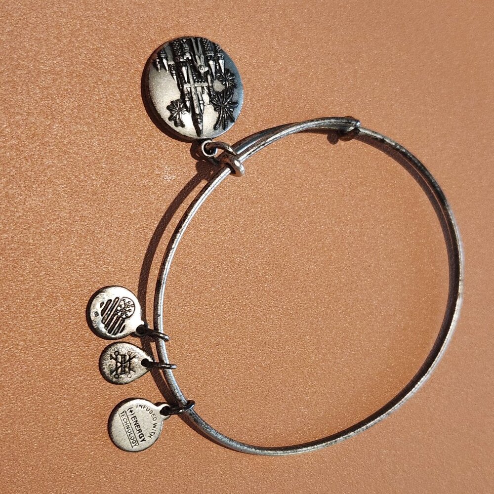 Alex & Ani Walt Disney World Cinderella Castle Bangle Bracelet Silver - Picture 3 of 7